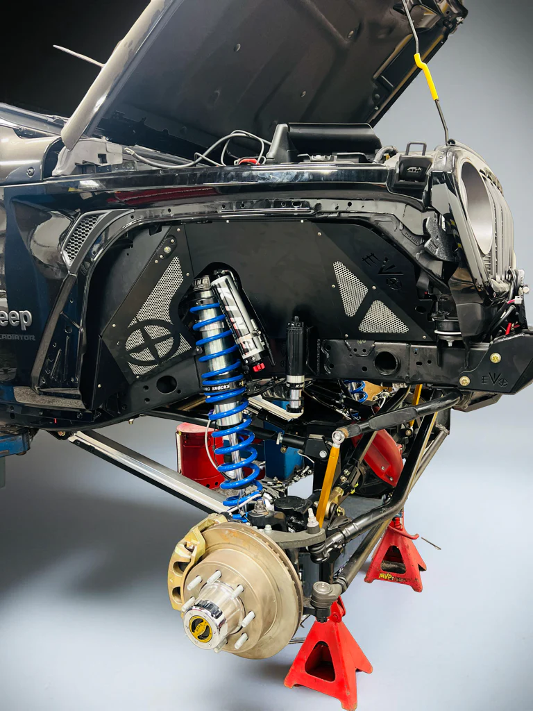 14" Inch Travel EVO SPEC KING FRONT FABRICATION Shock Tower 2.5" or 3.0" COILOVER BLACK FOR JL/JT WRANGLER & GLADIATOR