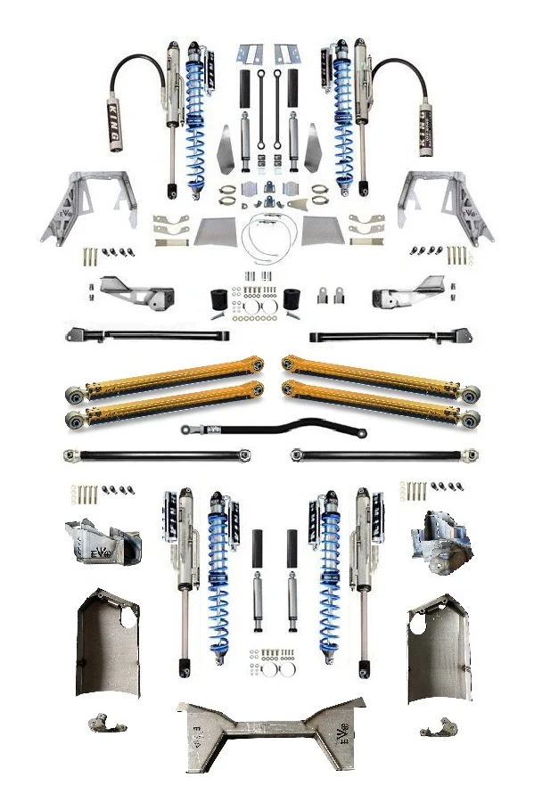 JLU KING Front 2.5 Inch Double Throwdown Rear 2.5/3.0 Inch Coil over Bypass Triangulated Long Arm PRO PLUS, BLACK, 4 Door 2.0 or 3.6L or 392 JEEP WRANGLER - Image 3