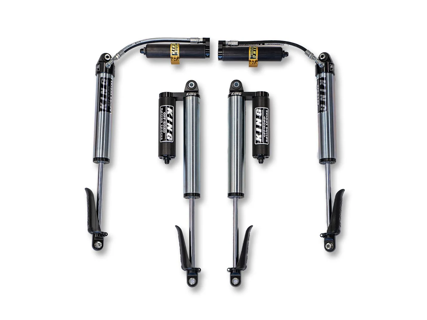 JT BLACK EVO SPEC KING 2.5" DIAMETER REMOTE RESERVOIR FOR 6.5" LIFTS FRONT & REAR SET FOR JEEP GLADIATOR